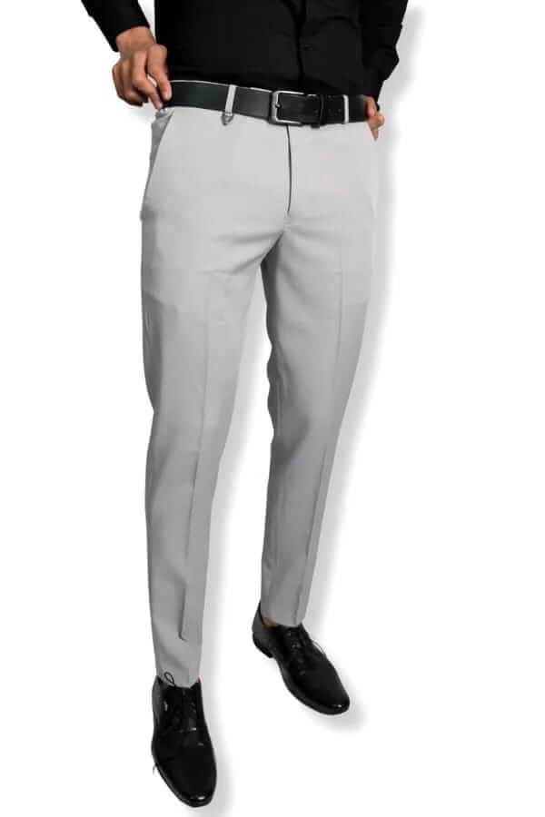 Light gary  Formal Trousers™ Stretchable And Wrinkle Free Fabric.