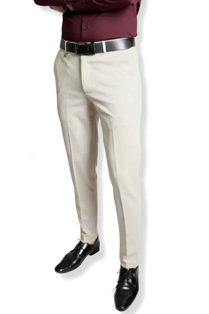 Cream colour Formal Trousers™  Stretchable And Wrinkle Free Fabric.