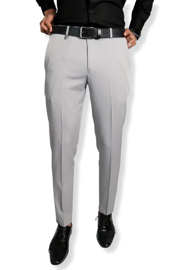 Light gary  Formal Trousers™ Stretchable And Wrinkle Free Fabric.