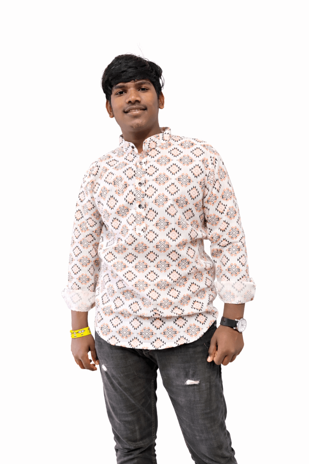 Printed Men's Cotton Kurta